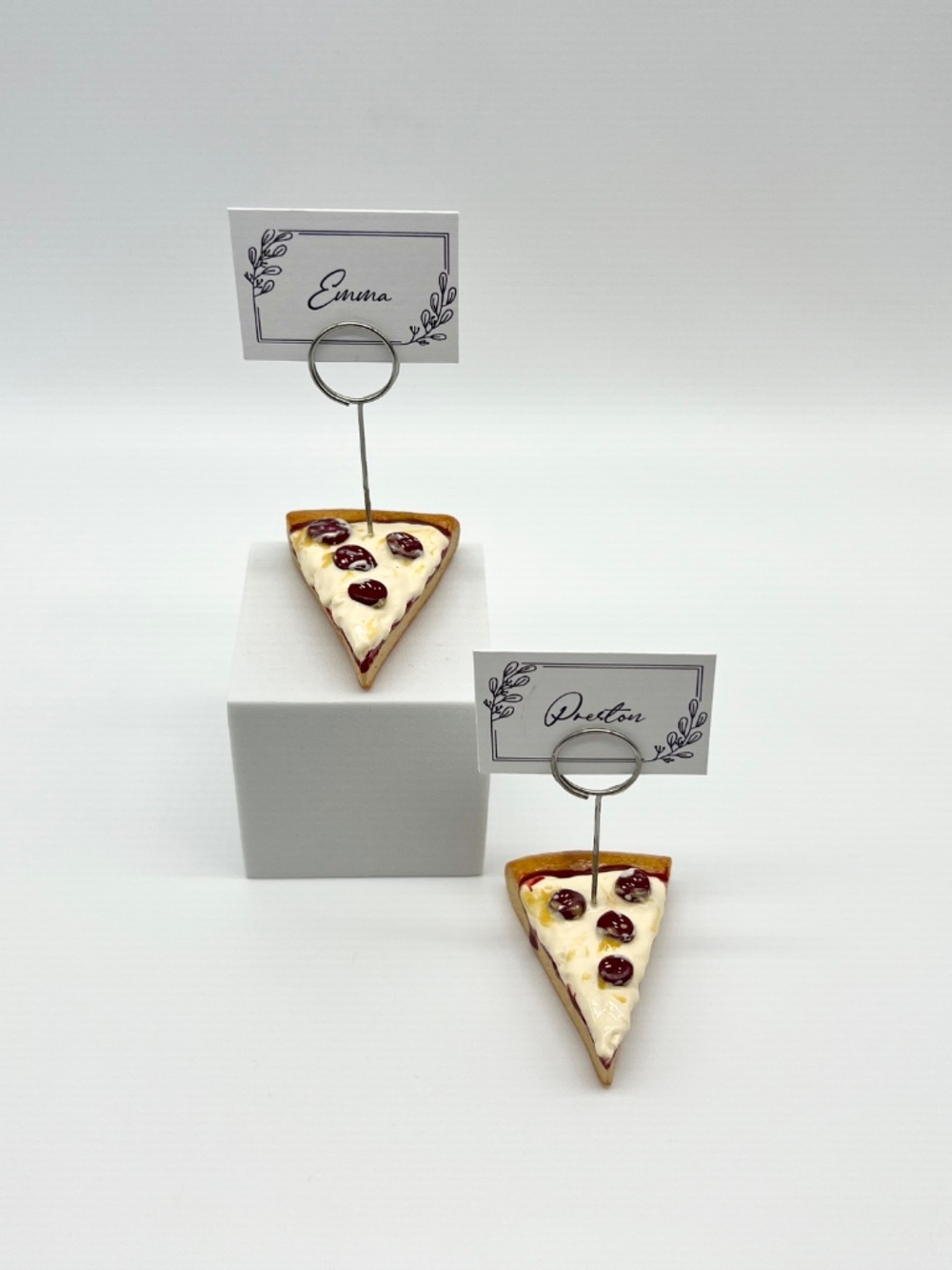 Pizza Place Card Holder or Photo Holder – Handmade Mini Pepperoni Slice - Picture 5 of 12